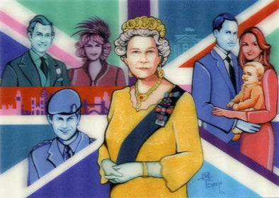 QUEEN ELIZABETH II - by Juan Carlos Espejo - 3D Postcard Lenticular Greeting Card - NEW Postcard 3dstereo 