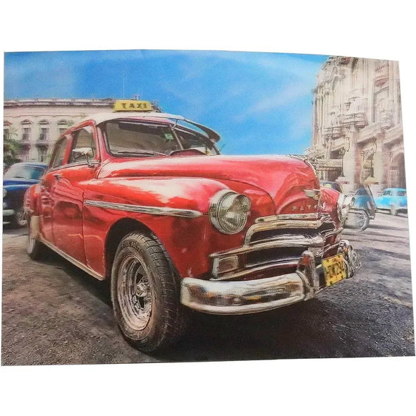 Red Plymouth Classic American Car- 3D Lenticular Poster - 12x16 - NEW Poster 3dstereo 
