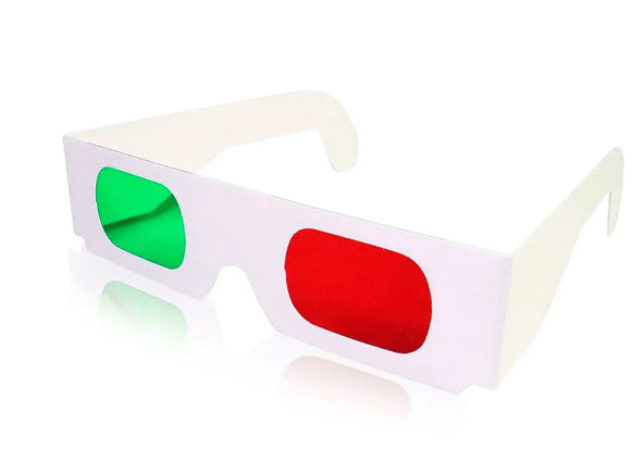 Red/Green Pro-Ana(TM) Quality Plain White Cardboard 3D Anaglyph Glasses - NEW 3dstereo 