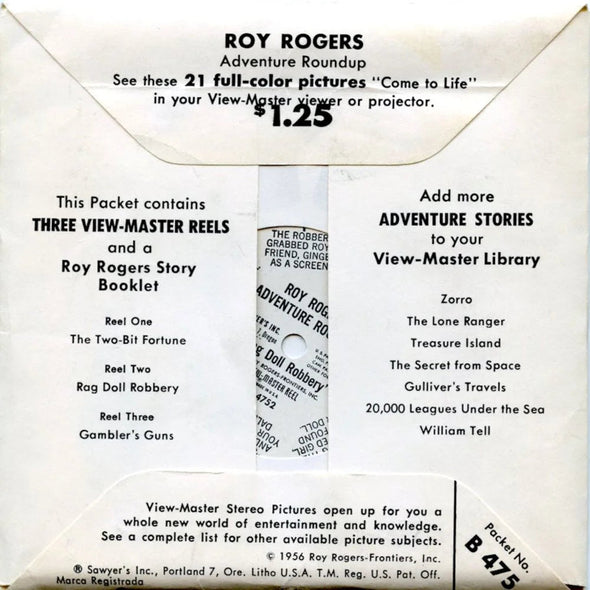 Roy Rogers - View-Master 3 Reel Packet - 1960s - Vintage - (ECO-B475-S5) Packet 3Dstereo 