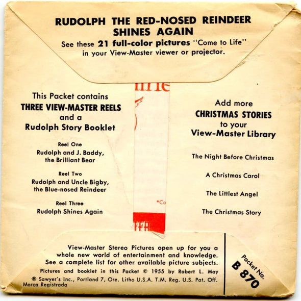 Rudolph - View-Master- Vintage - 3 Reel Packet - 1960s views ( ECO-B870-S5) Packet 3dstereo 