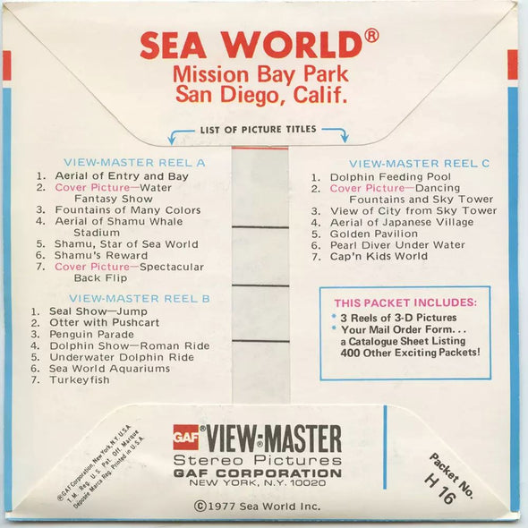 5 ANDREW - Sea World - Mission Bay Park San Diego, C.A.- View-Master 3 Reel Packet - H16-G5 Packet 3dstereo 