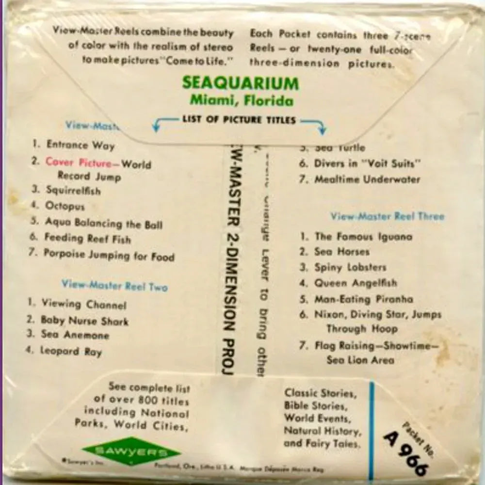 Seaquarium No.1- View-Master 3 Reel Packet - 1960s - vintage