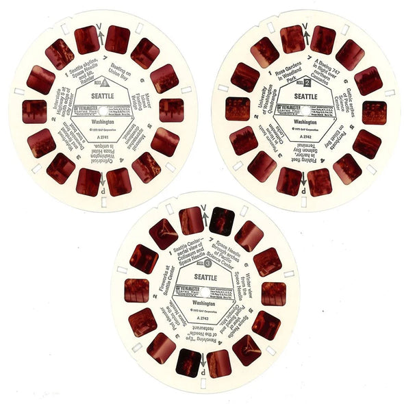 Seattle Washington - View-Master 3 Reel Packet - 1970s Views - Vintage - (PKT-A274-G3Ank)