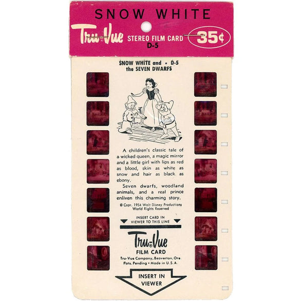 SNOW WHITE - Tru-Vue Stereo Film Card - Vintage 3Dstereo 
