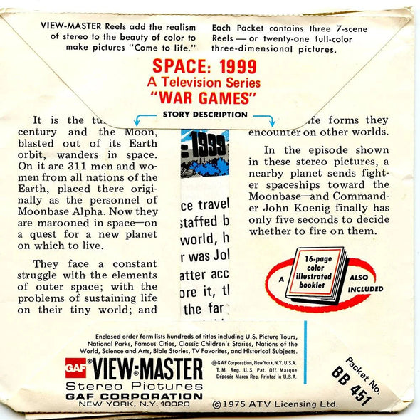 Space: 1999 - View-Master 3 Reel Packet - 1970s - vintage - (ECO-BB451-G5A)
