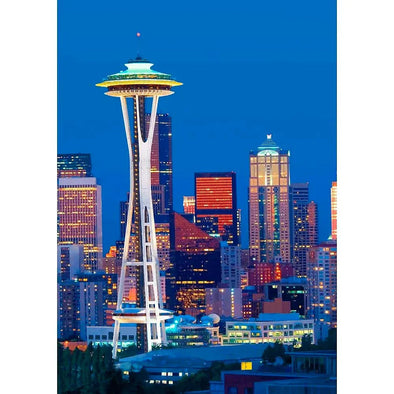 Space Needle and Seattle Skyline - 3D Lenticular Postcard Greeting Card - NEW Postcard 3dstereo 
