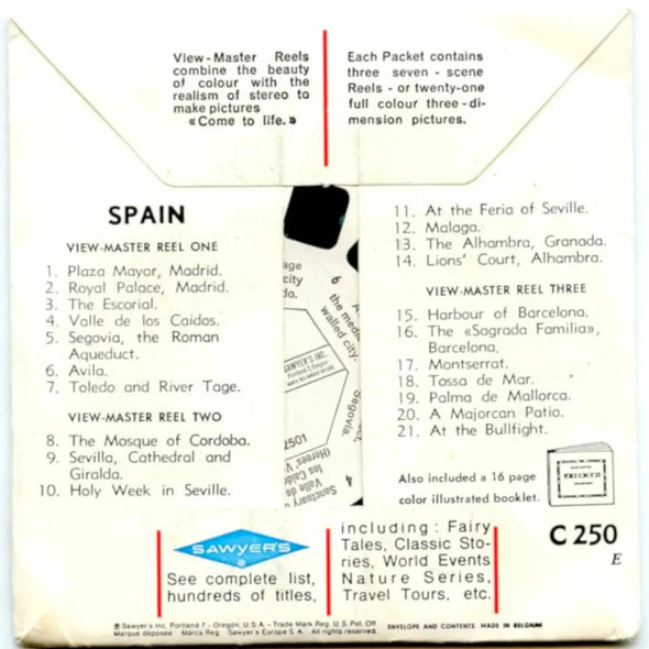 Spain - View-Master - 3 Reel Packet - 1960s views - vintage - (ECO-C250E-BS5) Packet 3dstereo 