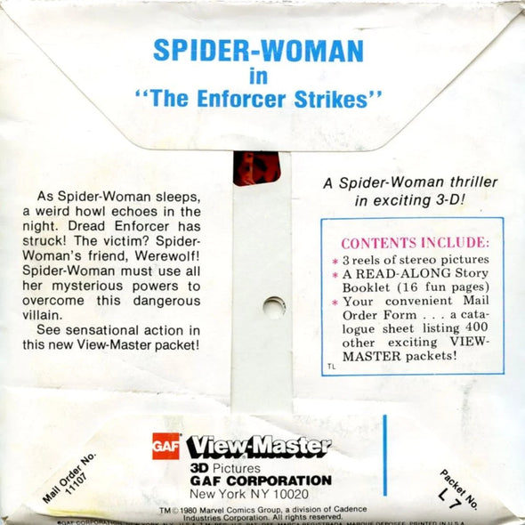 Spider-Woman - View-Master 3 Reel Packet - 1970s - Vintage - (PKT-L7-G6nk) Packet 3Dstereo 