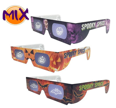 3 Spooky Specs Cardboard Glasses Set - (Bats, Skulls, Jack-O-Lanterns) - NEW 3dstereo 