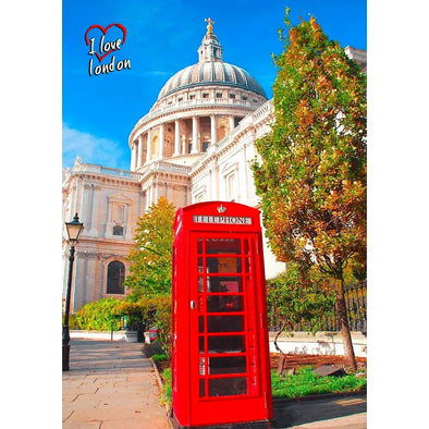St. Paul's Cathedral and Red Telephone Box - 3D Lenticular Postcard Greeting Card - NEW Postcard 3dstereo 