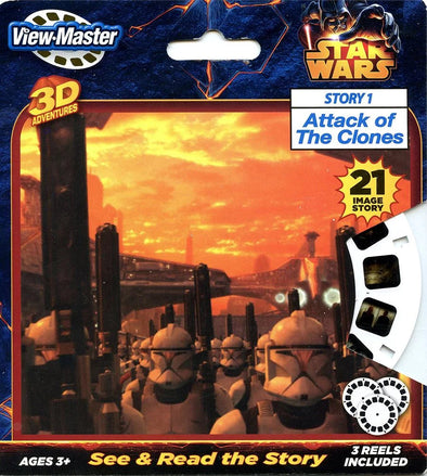 STAR WARS - Attack of The Clones - View-Master 3 Reel Set on Card - NEW - (VBP-2046) VBP 3dstereo 