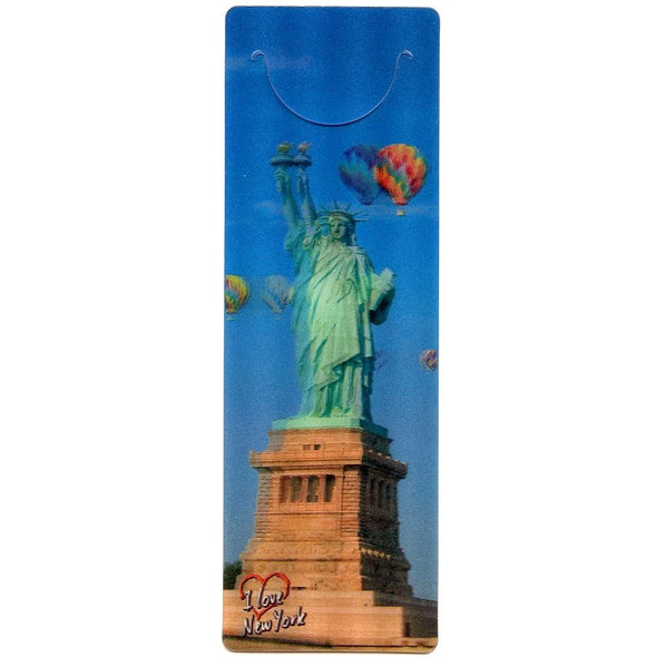 STATUE OF LIBERTY & BALLOON - 3D Clip-On Lenticular Bookmark -NEW Bookmarks 3Dstereo 