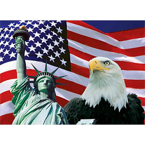 Statue of Liberty, Flag, Eagle - 3D Lenticular Poster - 12x16 - NEW Poster 3dstereo 