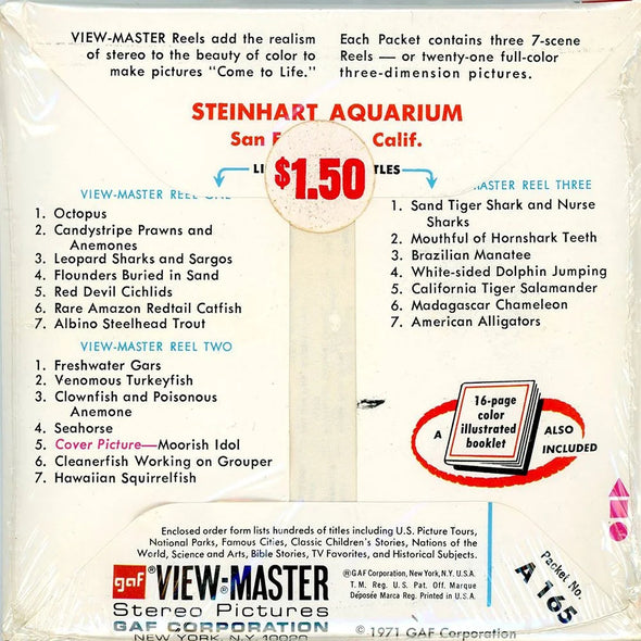 Steinhart Aquarium - View-Master 3 Reel Packet - 1970s Views - Vintage - (PKT-A165-G3Amint) Packet 3dstereo 