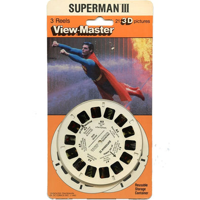 Superman III - View-Master 3 Reel Set on Card - 1983 - vintage - (4044 –