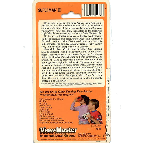 Superman III - View-Master 3 Reel Set on Card - 1983 - vintage - (4044)