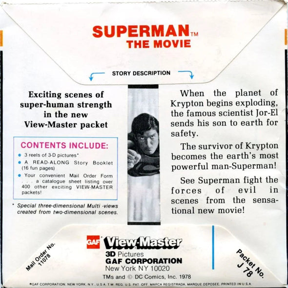 Superman The Movie - View-Master 3 Reel Packet - 1970s - Vintage - (PKT-J78-G6nk)