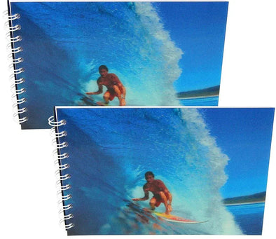 SURFER IN CURL - Two (2) Notebooks with 3D Lenticular Covers - Lined Pages - NEW