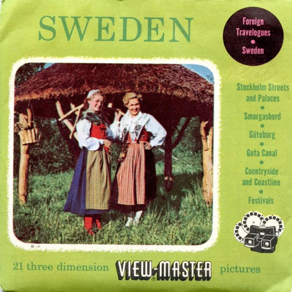 Sweden - View-Master 3 Reel Packet - 1950s Views - Vintage - (ECO-SWED-S3) Packet 3dstereo 