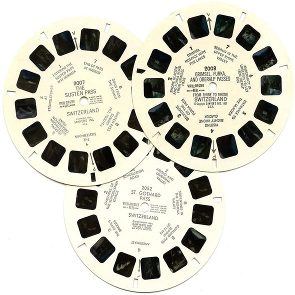 Swiss Alpine Passes - View-Master 3 Reel Packet - 1950s views - vintage - (PKT-SWIS-BS3) Packet 3dstereo 
