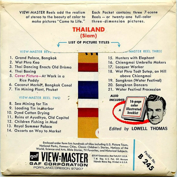 Thailand - View-Master - Vintage - 3 Reel Packet - 1970s views - (PKT-B245-G1A) Packet 3Dstereo 
