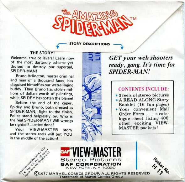 The Amazing Spider-Man - View-Master 3 Reel Packet - 1970s - Vintage - (PKT-H11-G4mint)