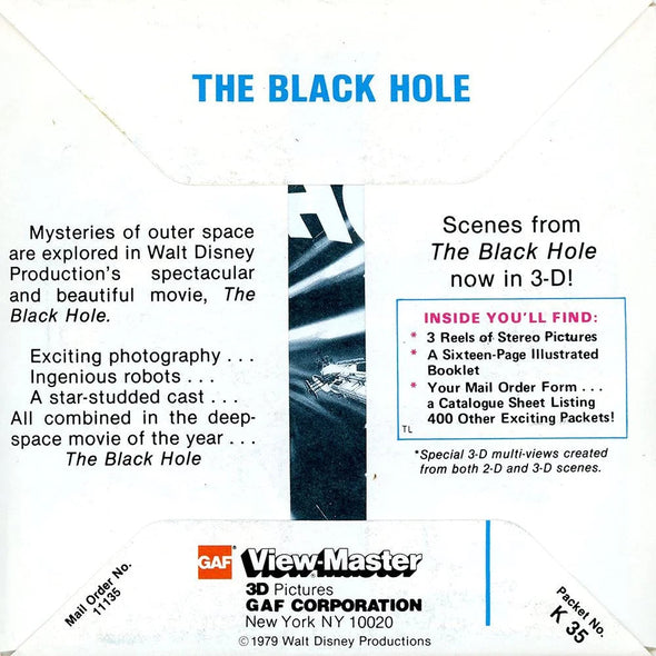 The Black Hole - View-Master 3 Reel Packet - 1970s - Vintage - (ECO-K35-G6)