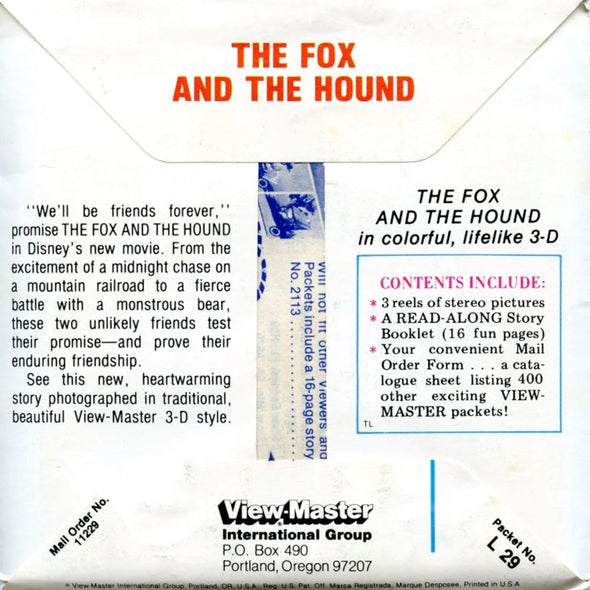 The Fox and The Hound - View-Master 3 Reel Packet - 1970s - Vintage - (PKT-L29-V1nk) Packet 3Dstereo 