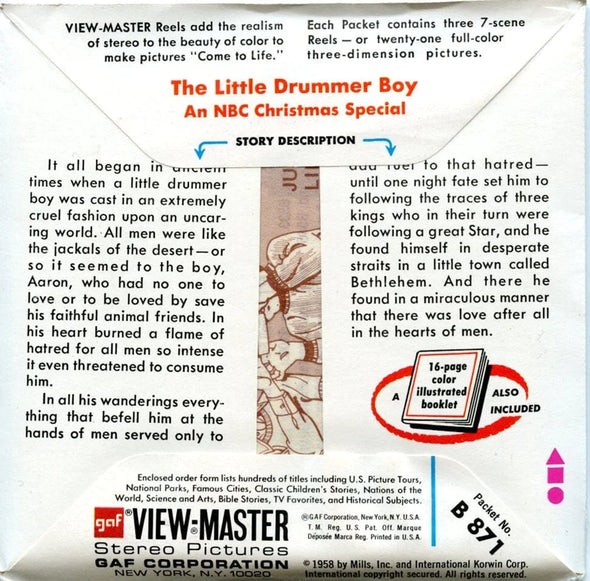 The Little Drummer Boy - View-Master 3 Reel Packet - 1970s - Vintage - (PKT-B871-G3A) Packet 3dstereo 