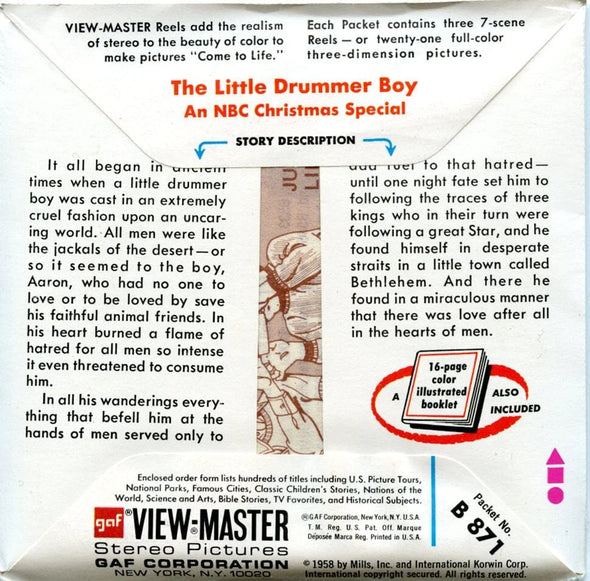 The Little Drummer Boy - View-Master 3 Reel Packet - 1970s - Vintage - (PKT-B871-G3Amint)