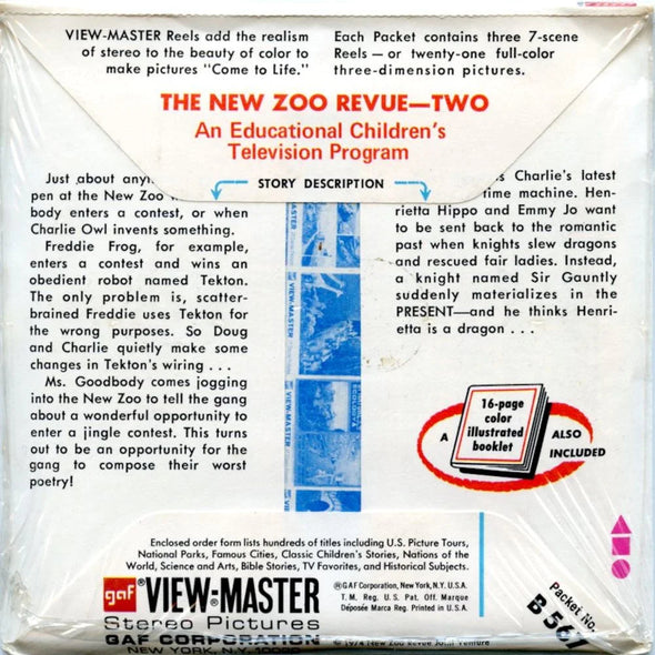 The New Zoo Revue - Two - View-Master 3 Reel Packet - 1970s - Vintage - (PKT-B567-G3Amint) Packet 3Dstereo 