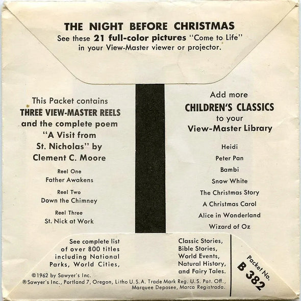 The Night Before Christmas - Vintage - View-Master - 3 Reel Packet 1960s (PKT-B382-S5) Packet 3dstereo 