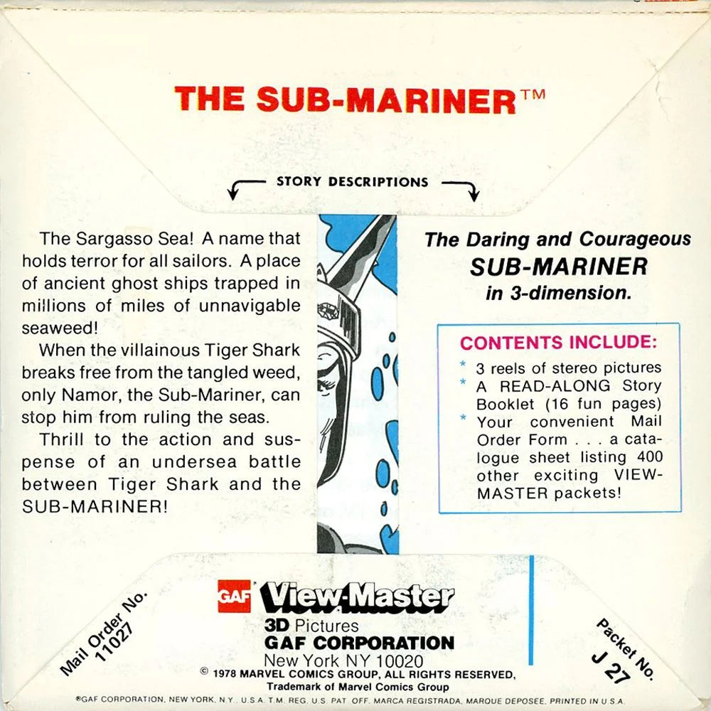 The Sub-Mariner - View-Master 3 Reel Packet - 1970s - Vintage - (PKT-J –