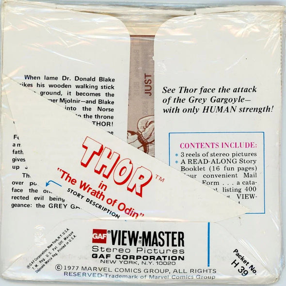 THOR - View-Master 3 Reel Packet - 1970s - vintage - (PKT-H39-G5MINT) Packet 3dstereo 