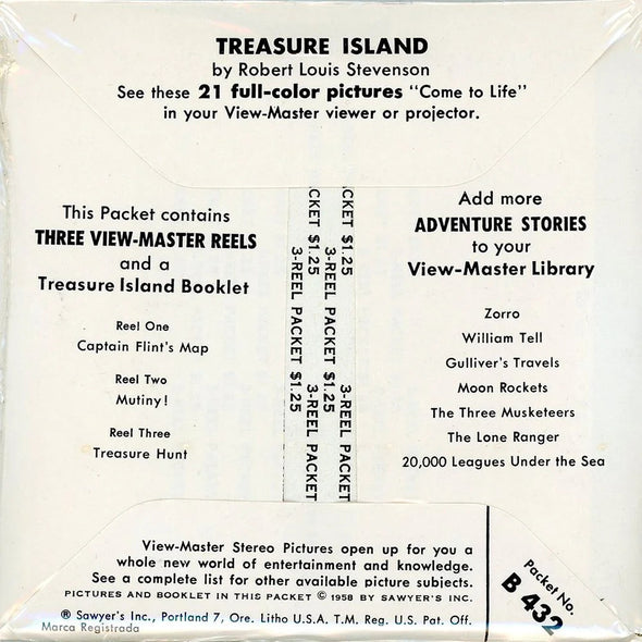 Treasure Island - View-Master 3 Reel Packet - 1960s - Vintage - (PKT-B432-S5mint)