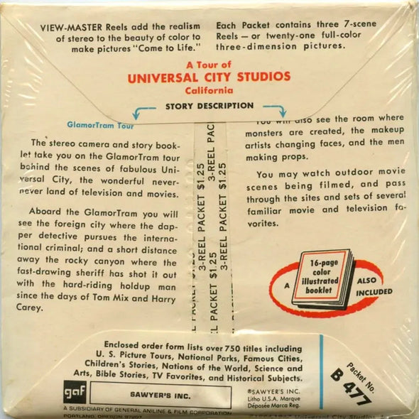 Universal City Studios - View-Master 3 Reel Packet - 1960s - vintage - (PKT-B477-g1m) 3Dstereo 