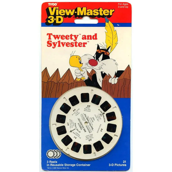 Tweety and Sylvester- View-Master 3 Reel Set on Card - NEW - (VBP-1023) VBP 3dstereo 