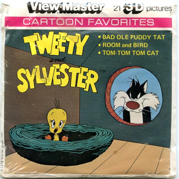 Tweety - Sylvester - View-Master 3 Reel Packet - 1980s - vintage (PKT-J28-V1MINT) Packet 3dstereo 