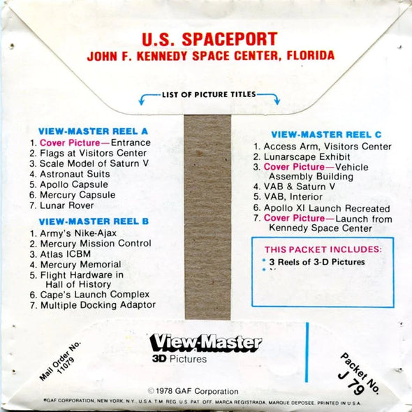 U.S. Spaceport - View-Master 3 Reel Packet - 1970s Views - Vintage - (PKT-J79-V1) Packet 3dstereo 