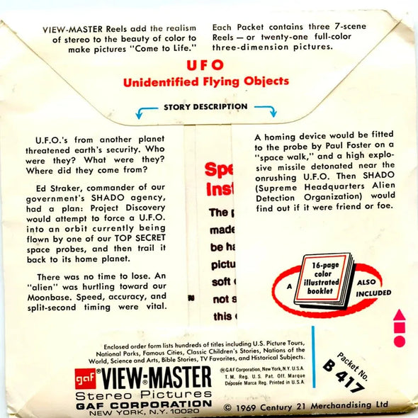 UFO - View-Master - Vintage - 3 Reel Packet - 1970s views - (ECO-B417-G3) Packet 3dstereo 