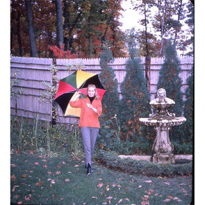 4 ANDREW - 3D Realist Stereo Glamour Slide - Colorful Umbrella - Original Kodachrome - vintage 3dstereo 