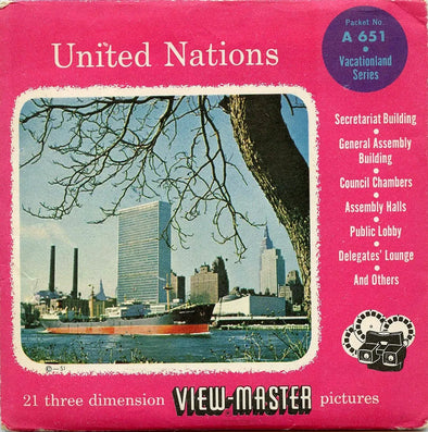 United Nations - View-Master - Vintage - 3 Reel Packet - 1950s views - A651 3Dstereo 