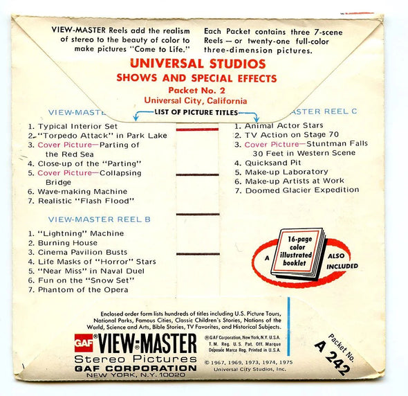 Universal Studios - Shows and Special Effects #2 - California - View-Master 3 Reel Packet - 1970s - vintage - (A242-G5B)