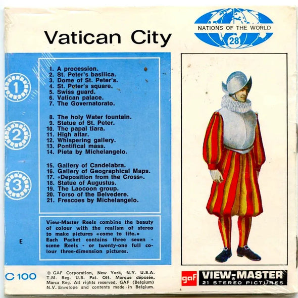 Vatican City - View-Master 3 Reel Packet - 1970s views - vintage - (PKT- C100-BG3mint) Packet 3dstereo 