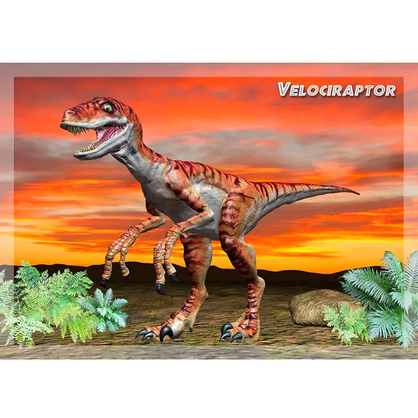 Velociraptor - Dinosaur - 3D Action Lenticular Postcard Greeting Card - NEW Postcard 3dstereo 