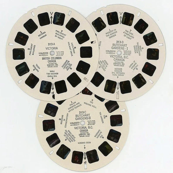 Victoria & Butchart Gardens - Canada - Vacationland Series - View-Master - Vintage - 3 Reel Packet - 1950s views - (PKT-VICT-S3D) Packet 3dstereo 