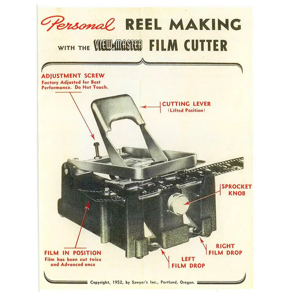 View-Master Personal Film Cutter Instructions - facsimile Instructions 3dstereo 