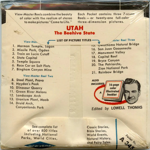 UTAH - View-Master 3 Reel Packet - 1960s - vintage - (PKT-A345-S6m) 3Dstereo 