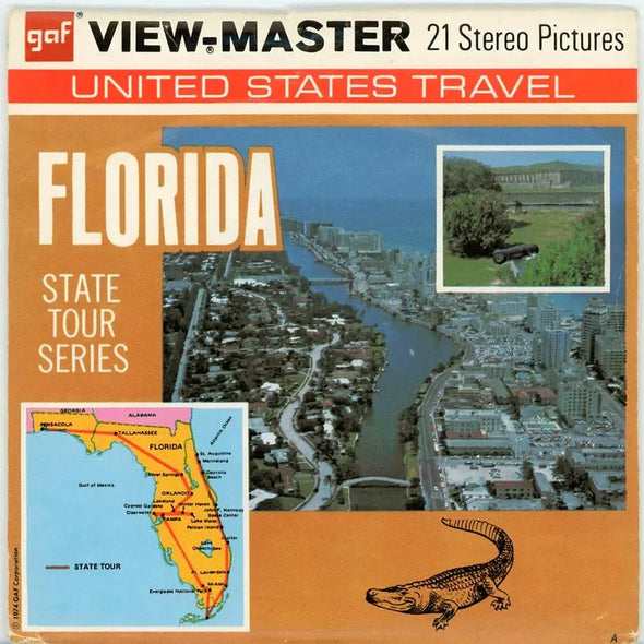 Florida - Map Series - View-Master - Vintage - 3 Reel Packet - 1970s Views (ECO-A60-G3A) Packet 3dstereo 